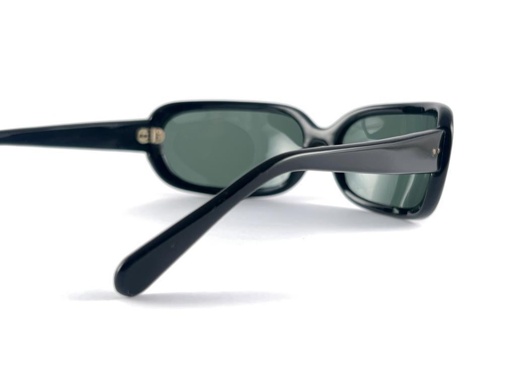Mint Vintage Swank Black Wrap Frame 70'S Sunglasses Made In France 3