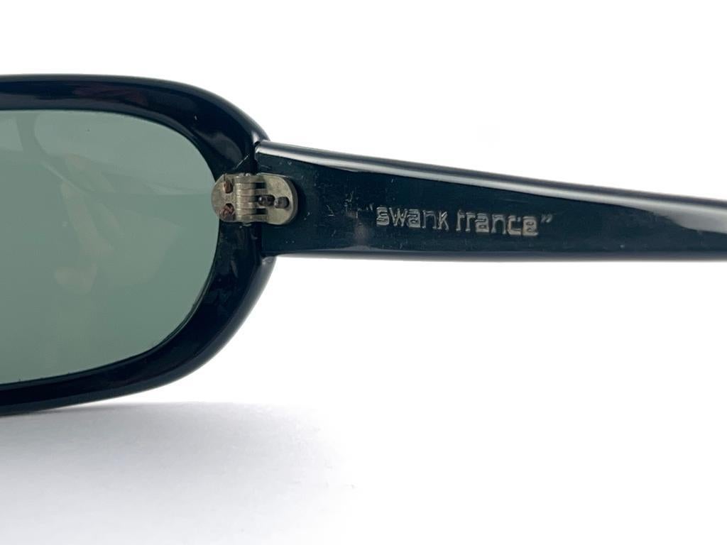 Mint Vintage Swank Black Wrap Frame 70'S Sunglasses Made In France 4