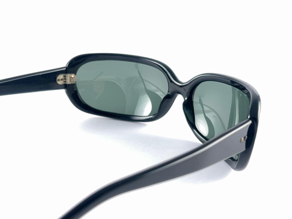 Mint Vintage Swank Black Wrap Frame 70'S Sunglasses Made In France 5