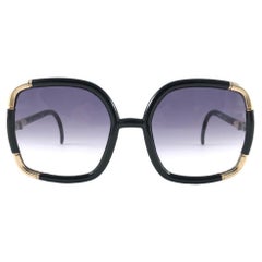 Menthe  Ted Lapidus Paris TL 07 06 - Lunettes de soleil vintage dorées et noires, années 1970