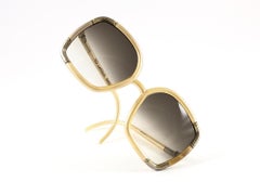 Mint  Vintage Ted Lapidus Paris TL Gold & Beige 1970 Sunglasses