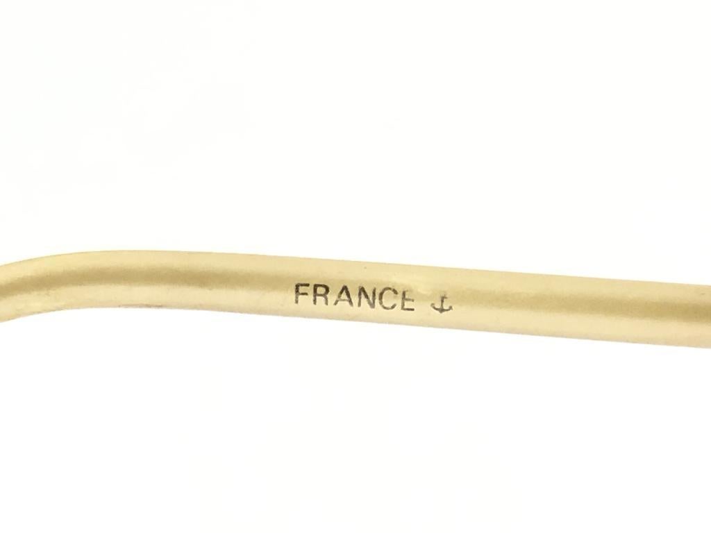 Women's Mint  Vintage Ted Lapidus Paris TL Gold & Beige 1970 Sunglasses For Sale