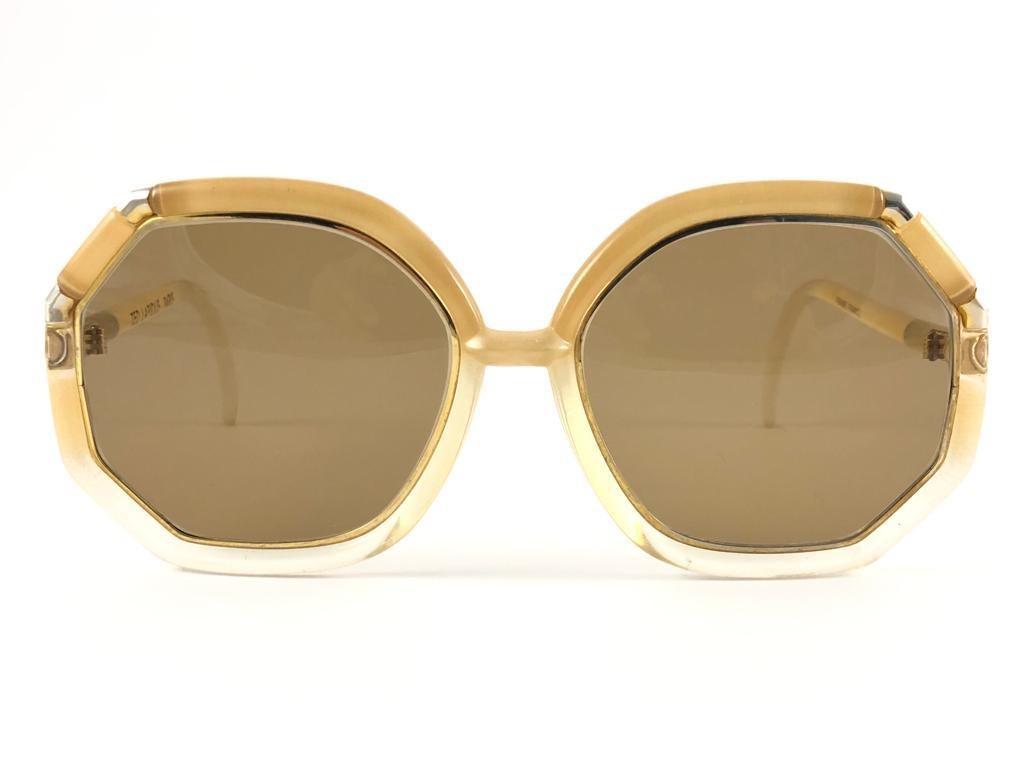 Ted Lapidus Vintage Sunglasses Excellent Condition France Brown Gold 1970s TL 12 
