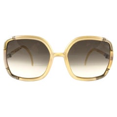 Mint  Vintage Ted Lapidus Paris TL Gold & Beige 1970 Sunglasses