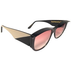 Katmandu Ultra noir élégant vintage menthe  Lunettes de soleil britanniques fabriquées à la main des années 1980