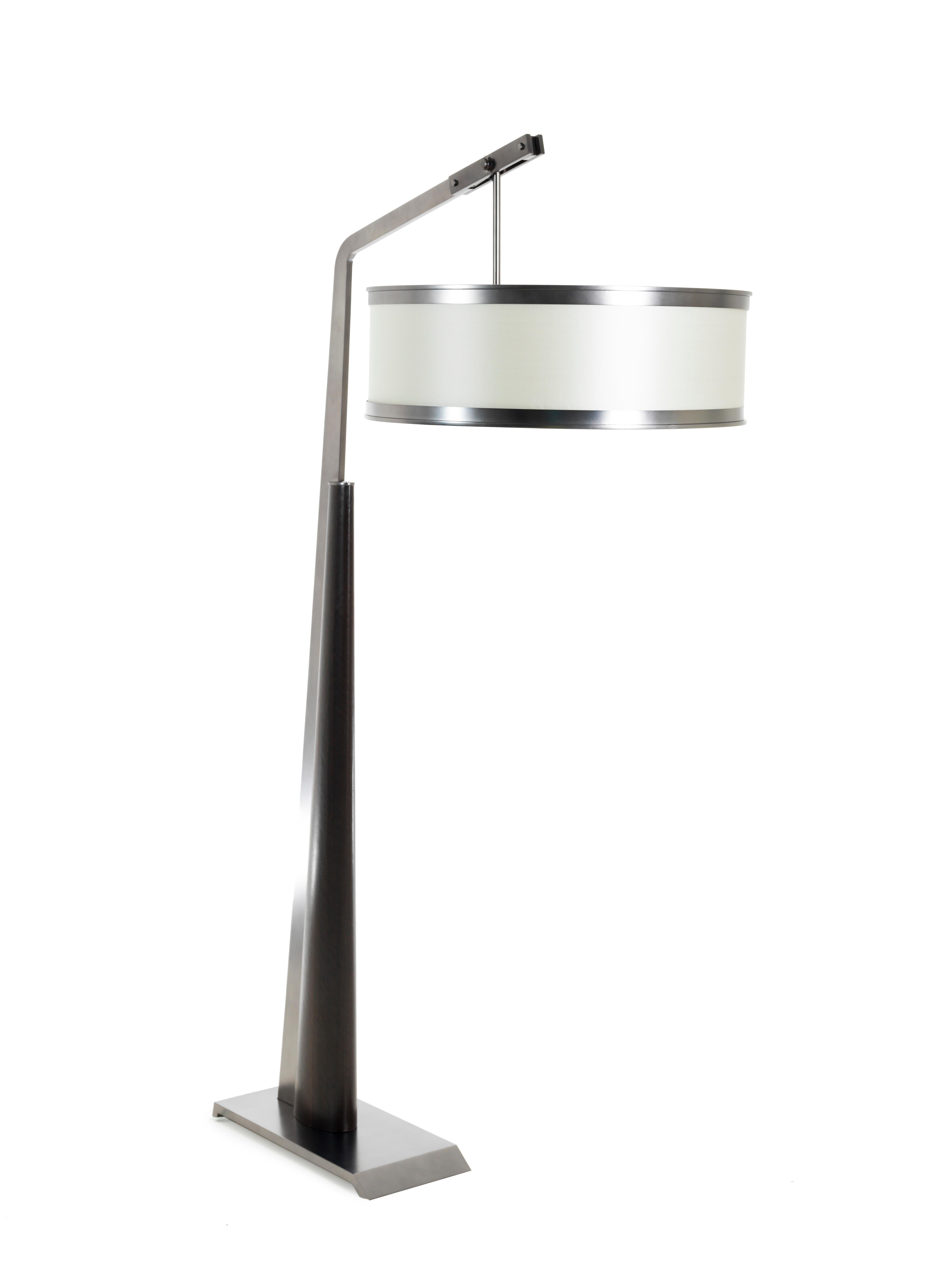 Walnut Mintaka Modern Architectural Floor Lamp with Art-Deco Vibes For Sale