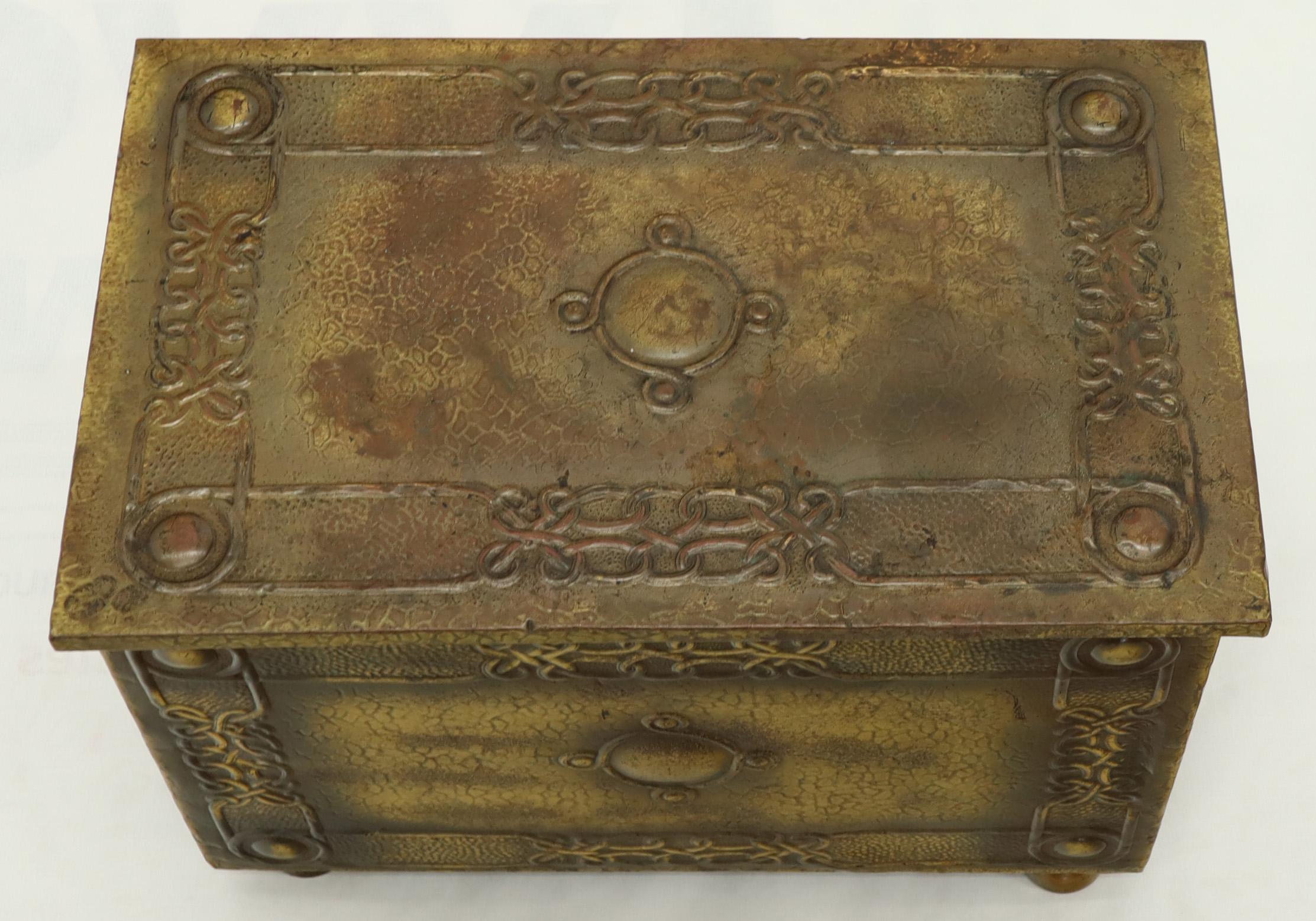 Arts and Crafts Minted Brass Medium Size Trunk Box Storage