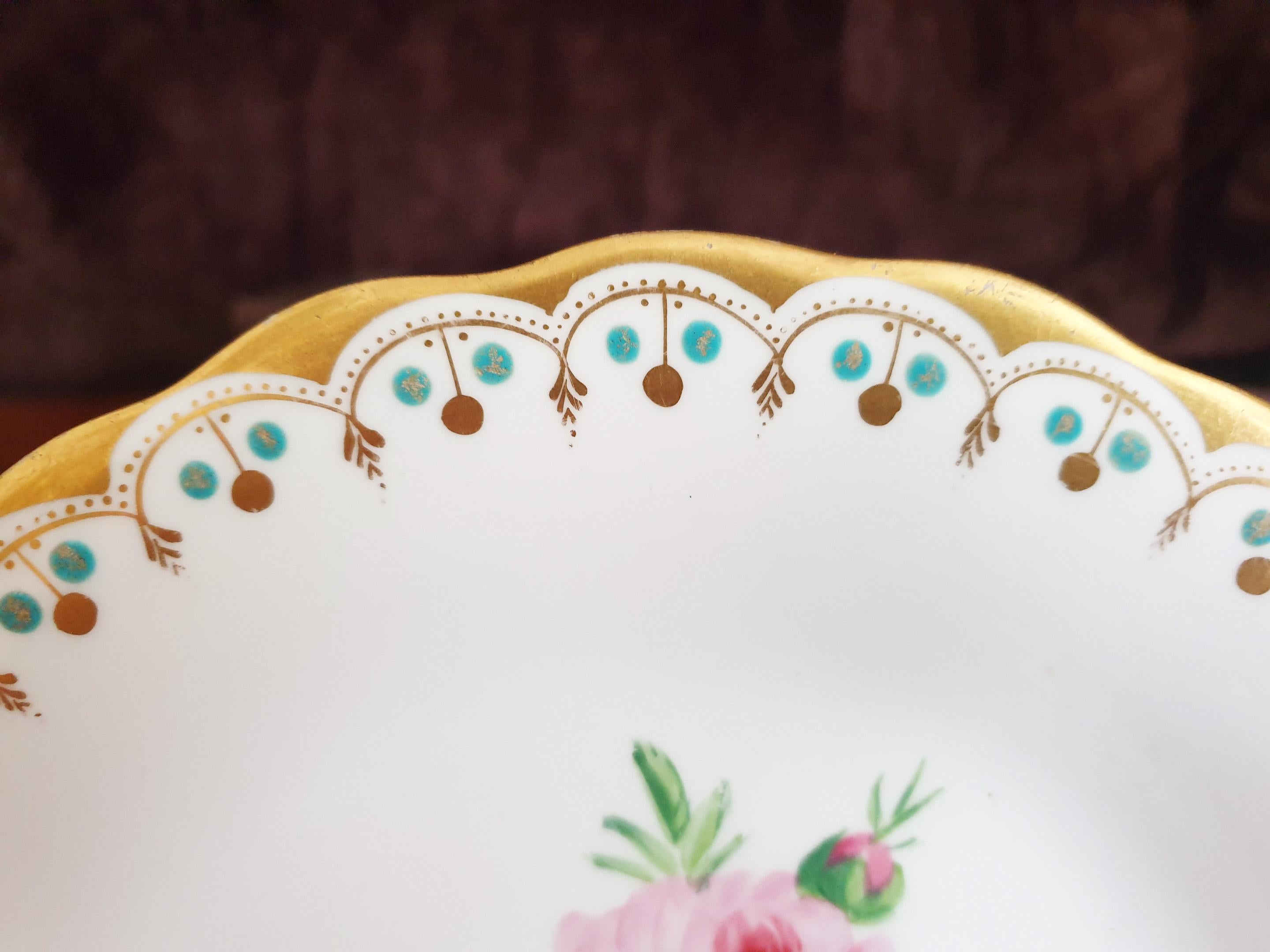 English Minton 19th Century Hand Painted Botanical Display Cabinet Plate For Sale