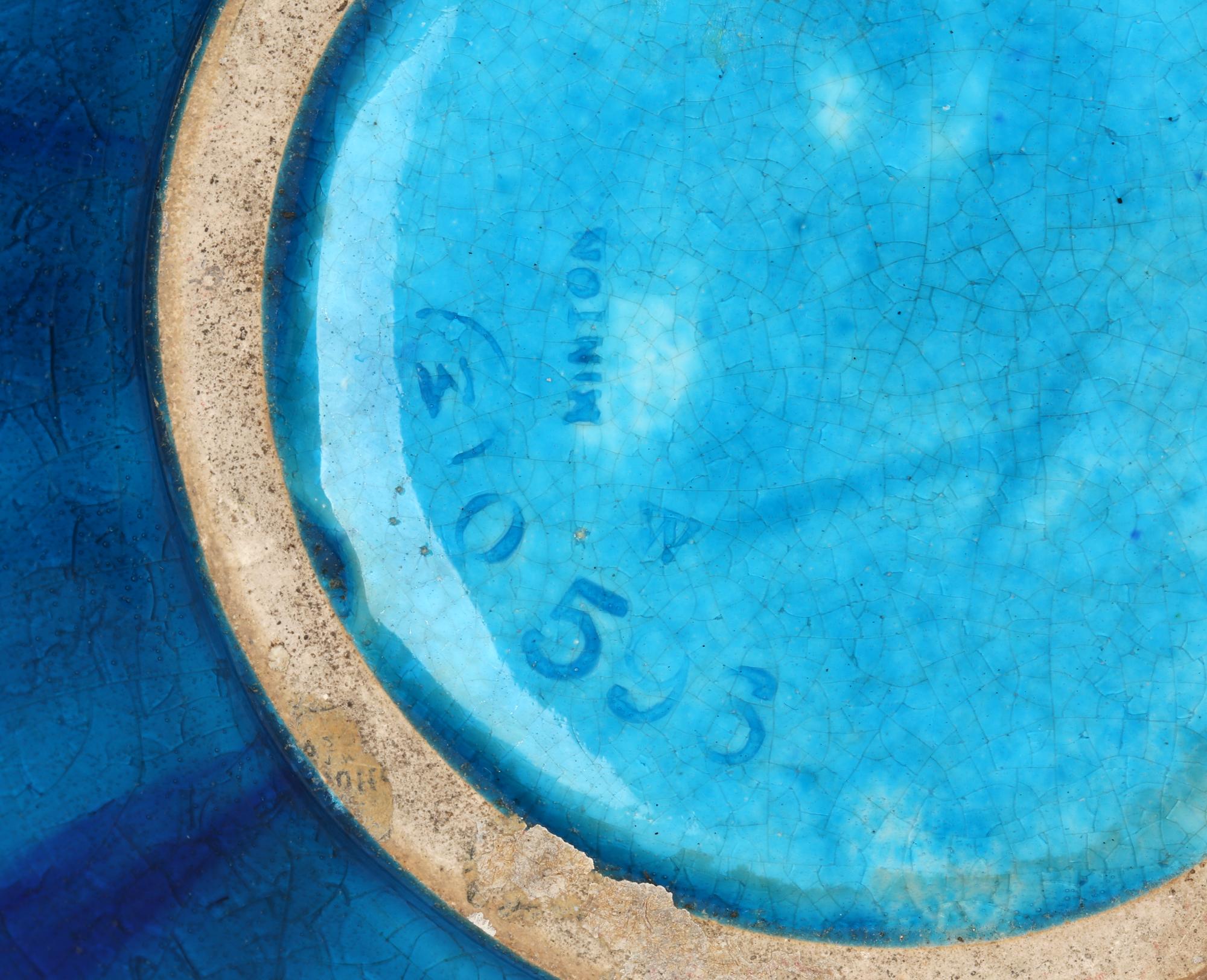 Earthenware Minton Aesthetic Movement Blue & Turquoise Glazed Handled Art Pottery Vase