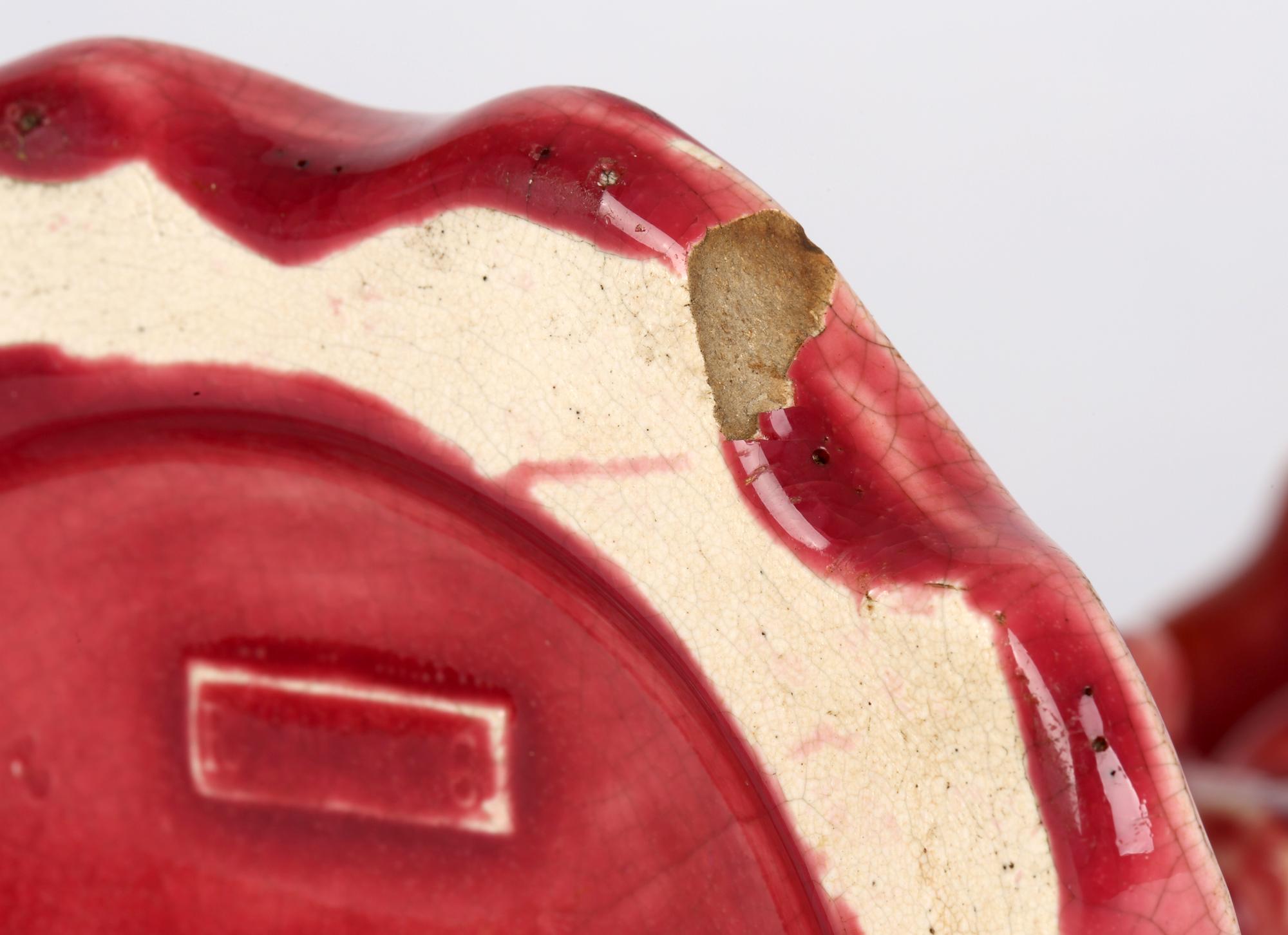 Earthenware Minton Aesthetic Movement Plum Red Glazed Art Pottery Monkey Candlestick For Sale