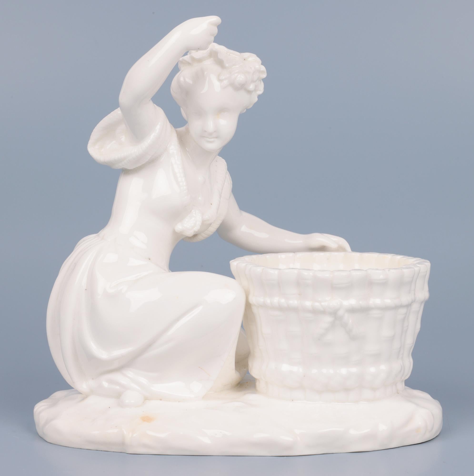 Glazed Minton Antique Blanc de Chine Porcelain Figural Centrepiece For Sale