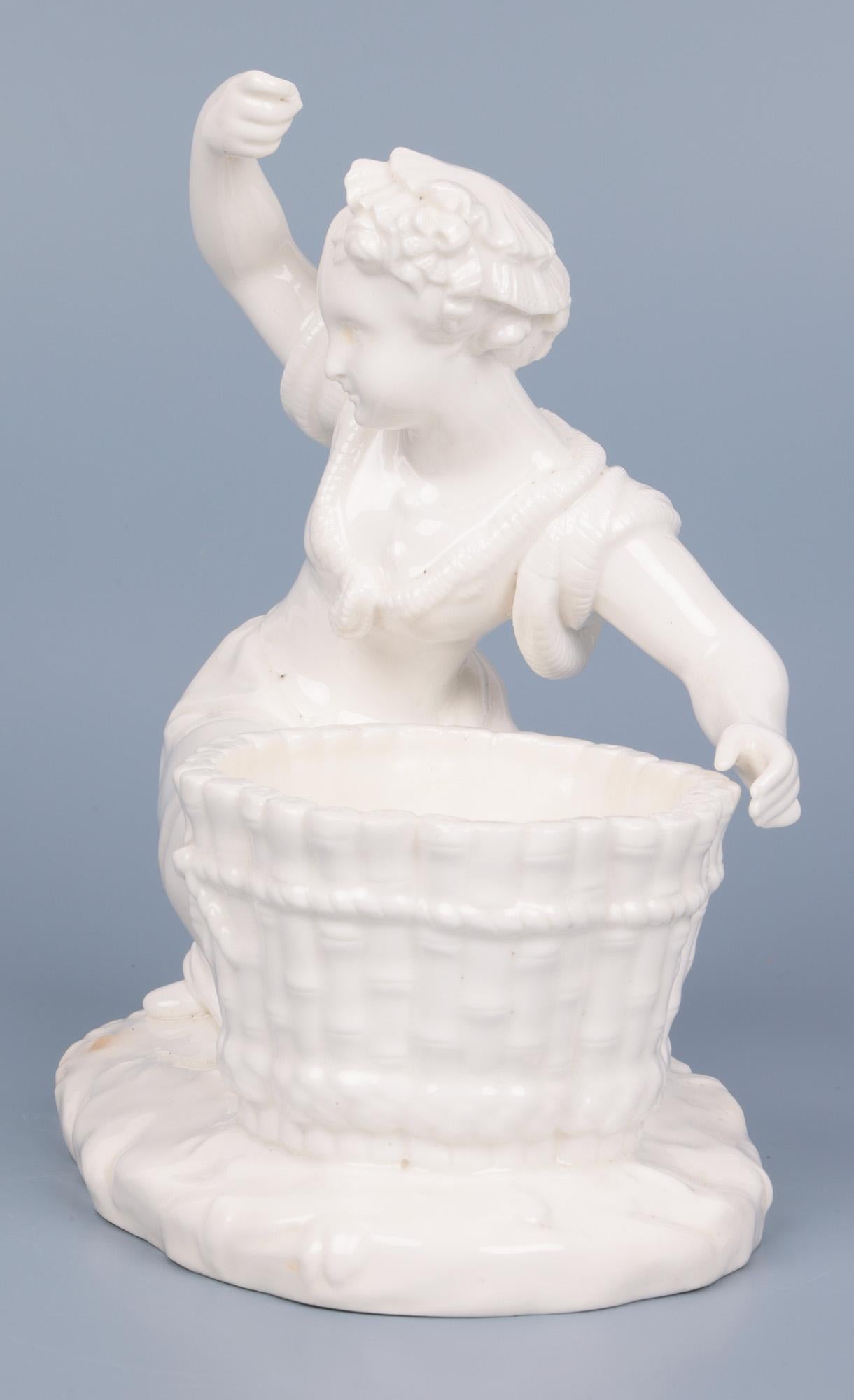 Mid-19th Century Minton Antique Blanc de Chine Porcelain Figural Centrepiece For Sale