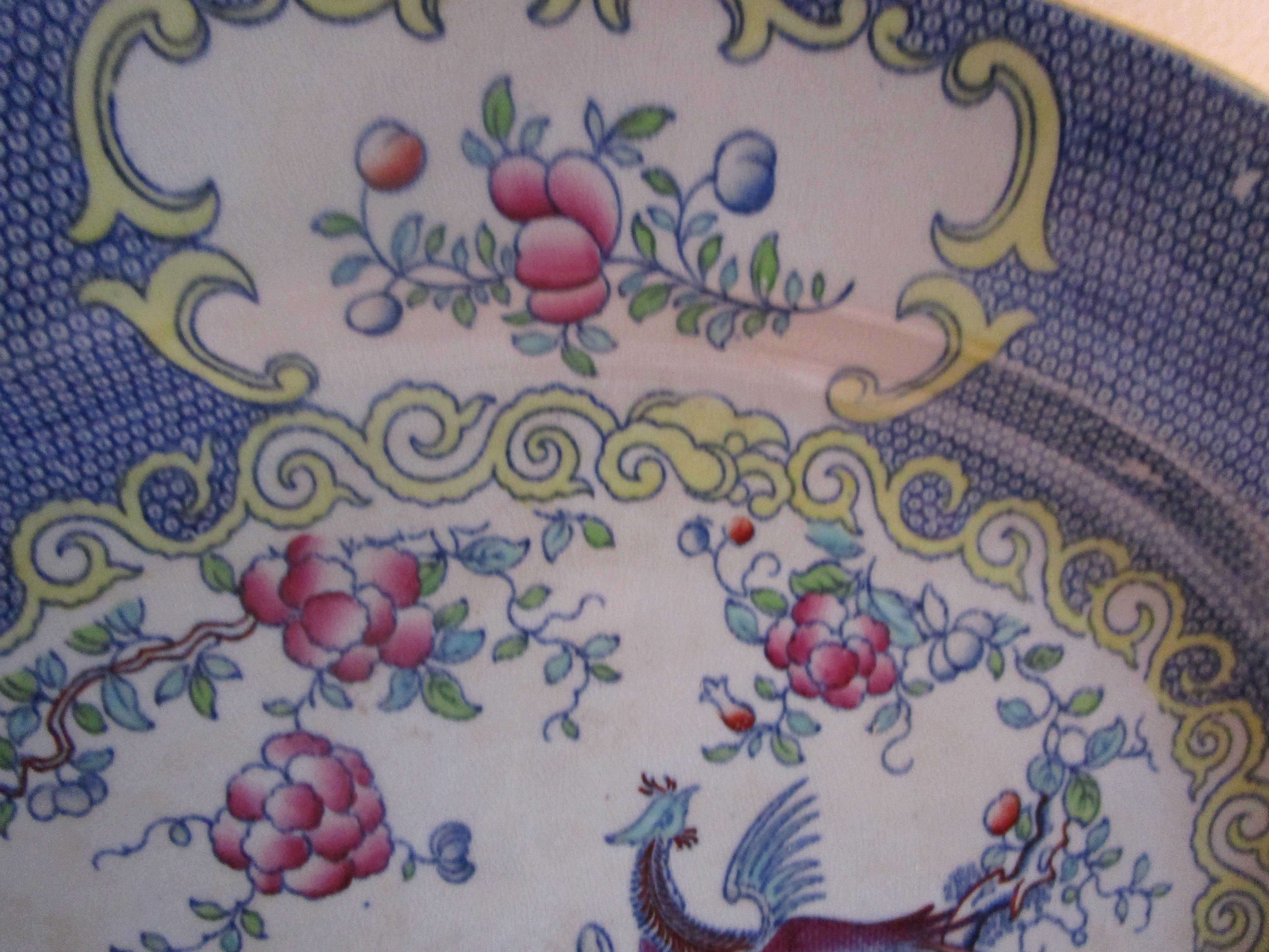 Edwardian Minton Antique Royal Blue Cuckoo Cockatrice Oval Platter For Sale