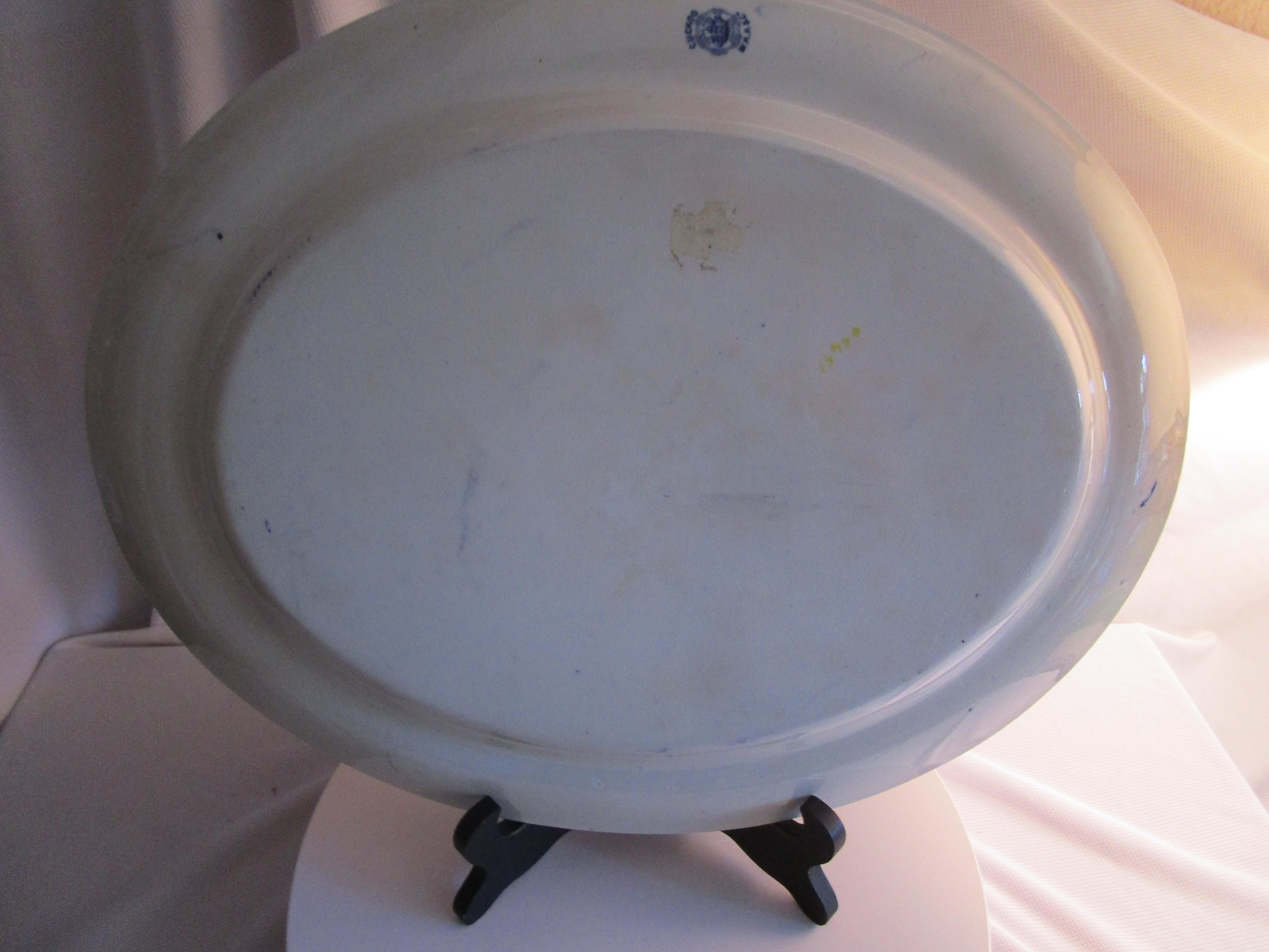 19th Century Minton Antique Royal Blue Cuckoo Cockatrice Oval Platter For Sale