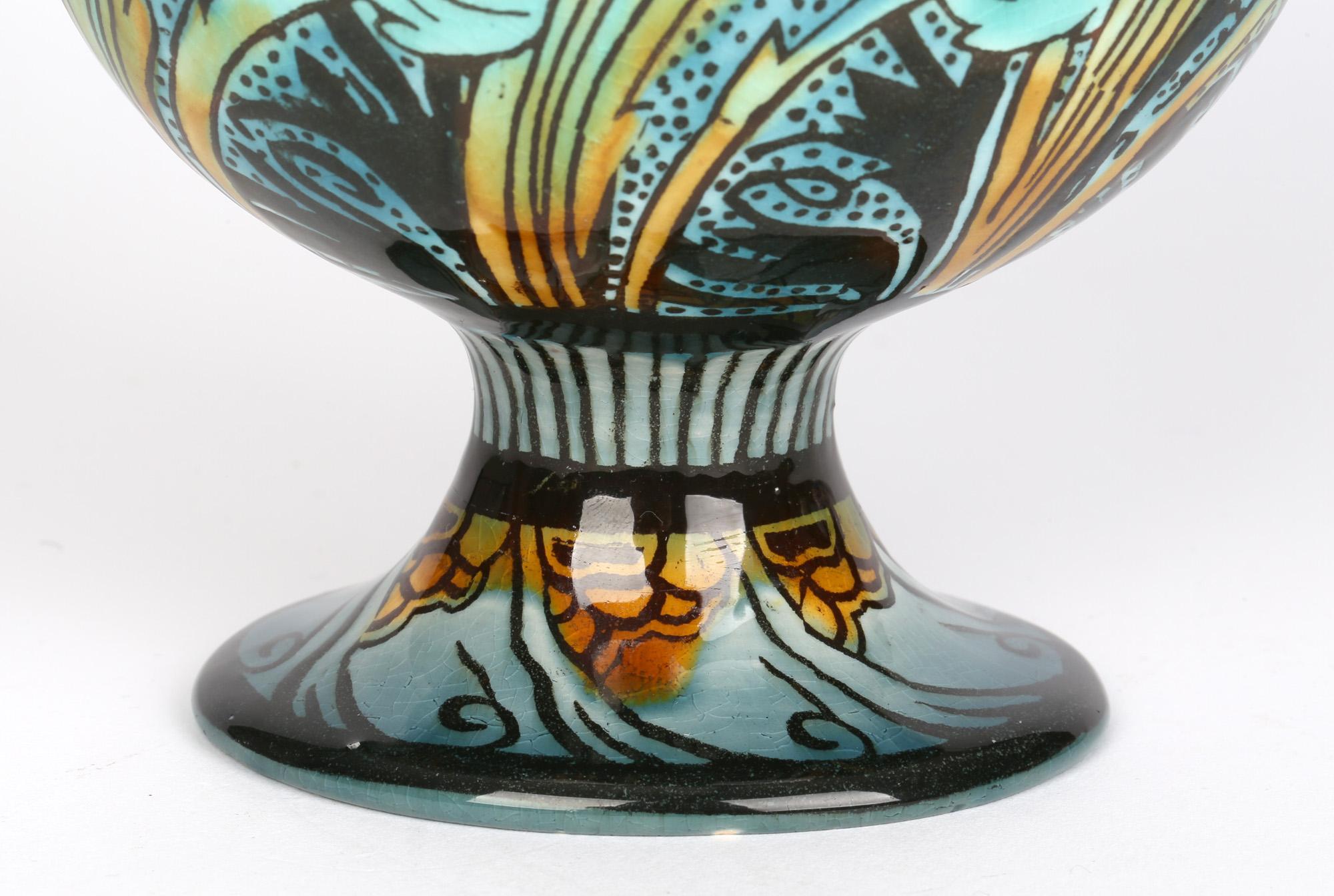 Minton Art Nouveau Floral Decorated Twin Handled Vase 7