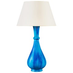 Minton Blue Glaze Bottle Neck Vase as a Table Lamp