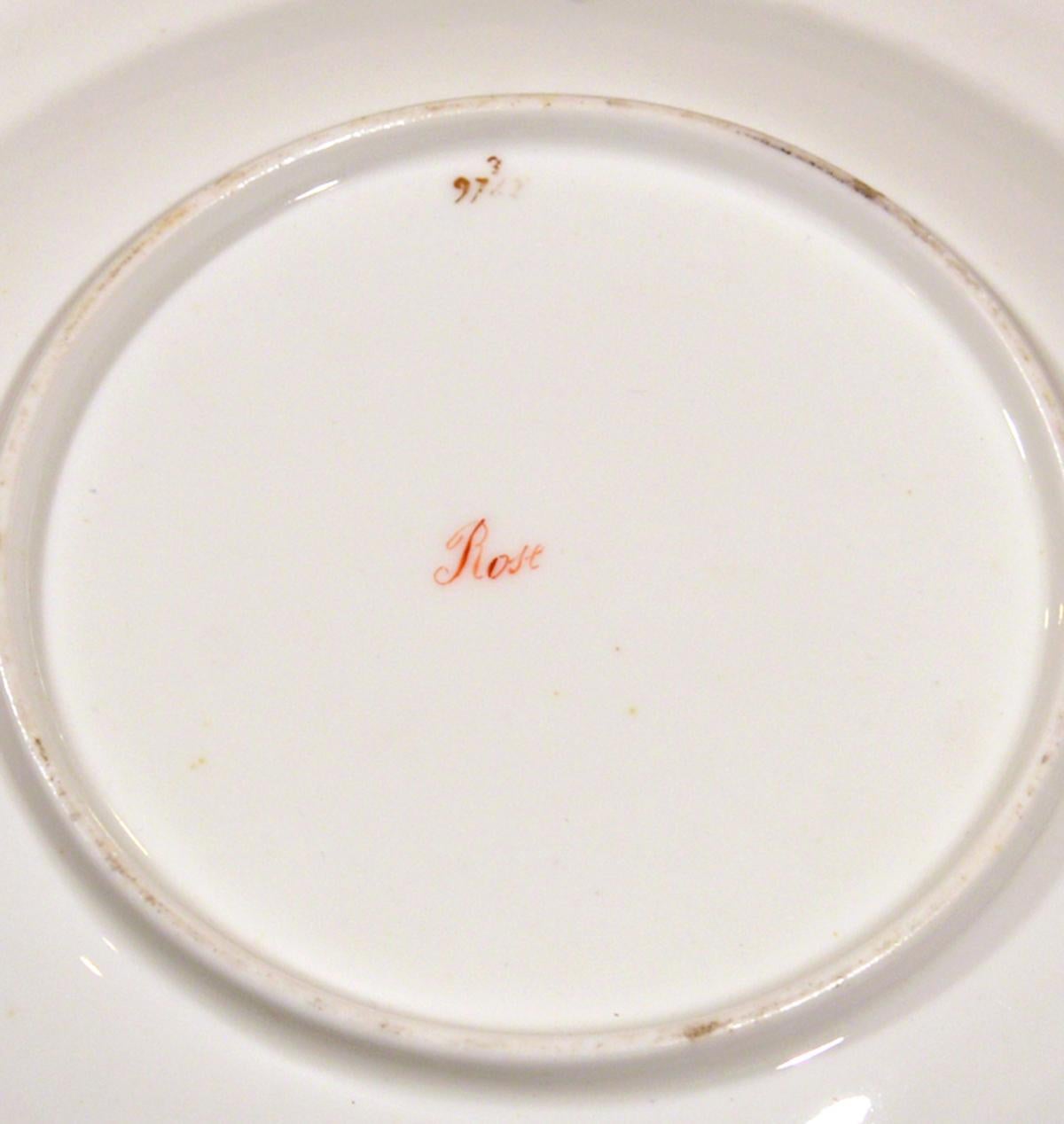 Plato de porcelana de hueso Minton Botanical Specimen Plate of a Rose, Patrón nº 9762 Porcelana en venta