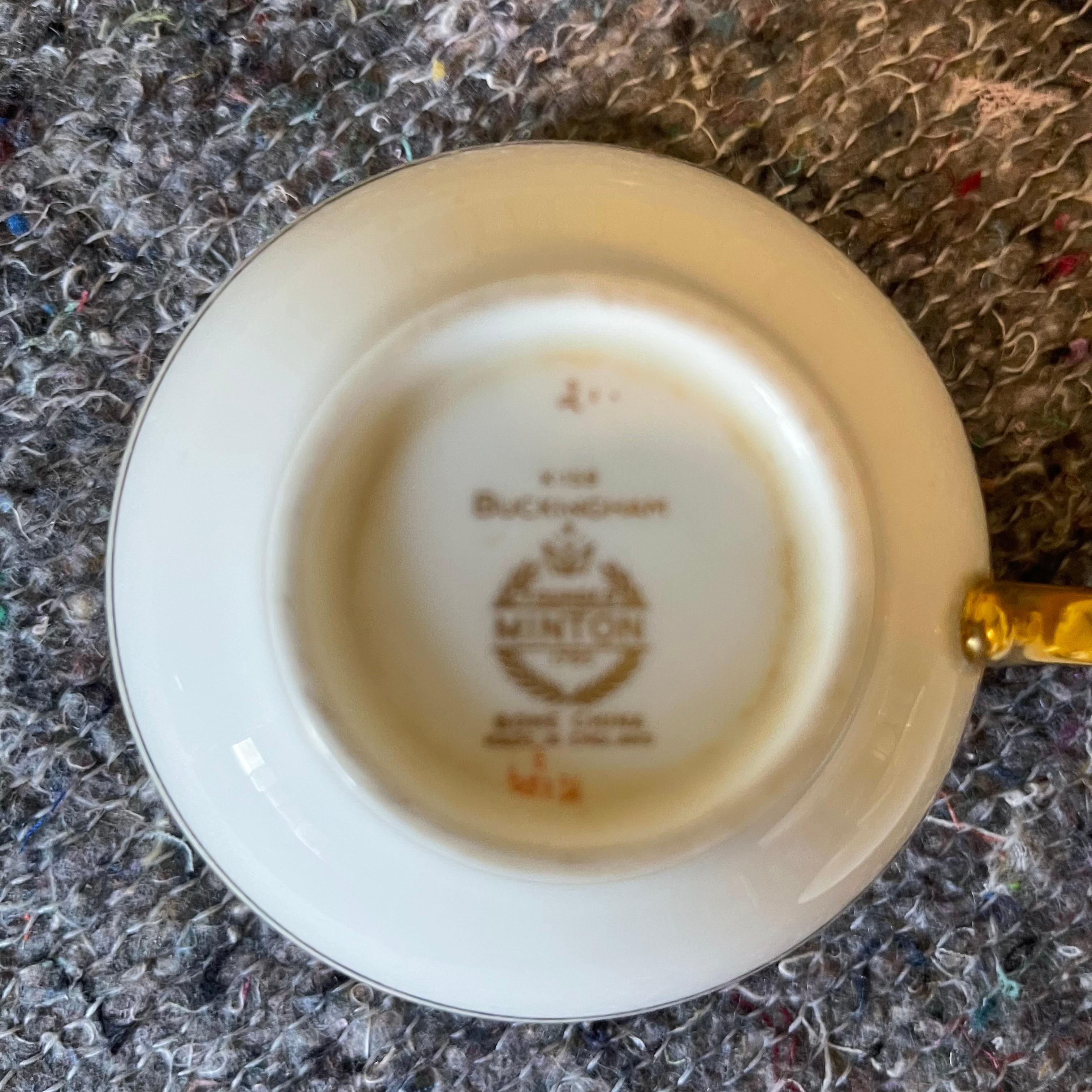 Mid-Century Modern Minton 'Buckingham' 12 Tea Cups and saucers For Sale