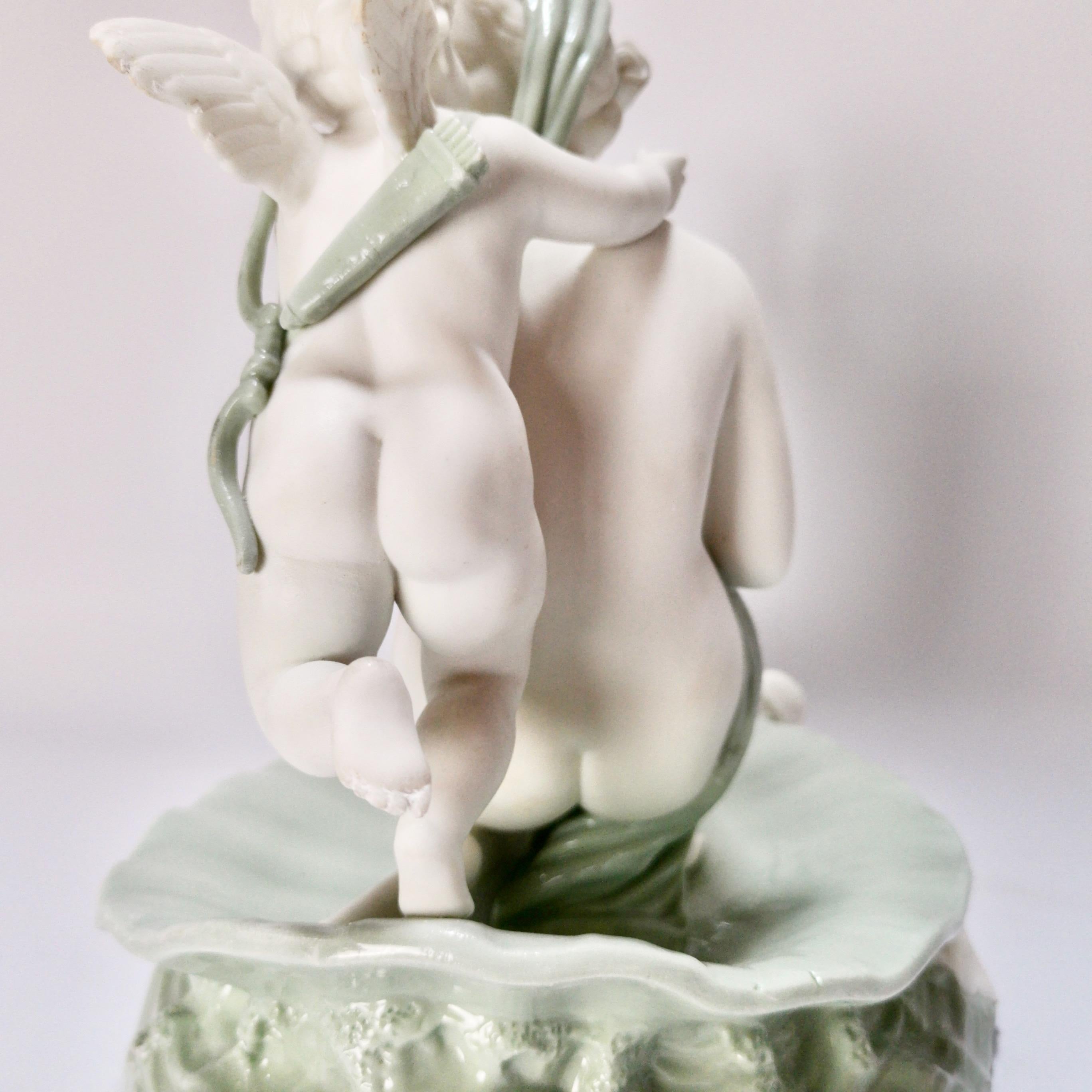 Minton Celadon Parian Porcelain Sculpture, Venus and Cupid, Victorian, 1861 For Sale 3