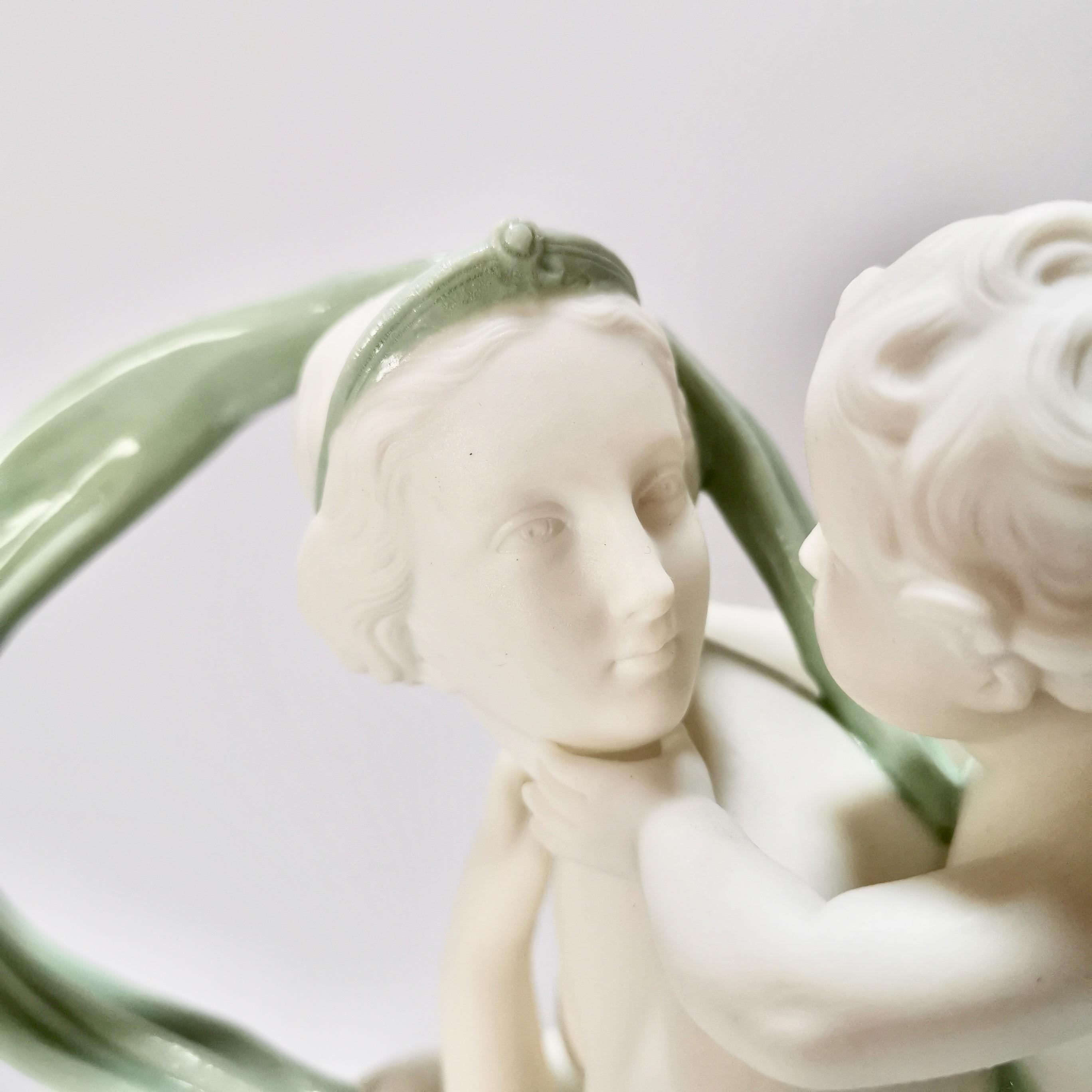 Minton Celadon Parian Porcelain Sculpture, Venus and Cupid, Victorian, 1861 In Good Condition For Sale In London, GB