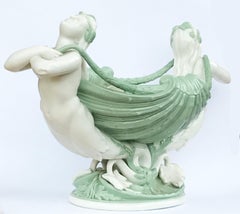 Minton celadon & white Mermaid centrepiece designed by Albert Carrier Bellouse