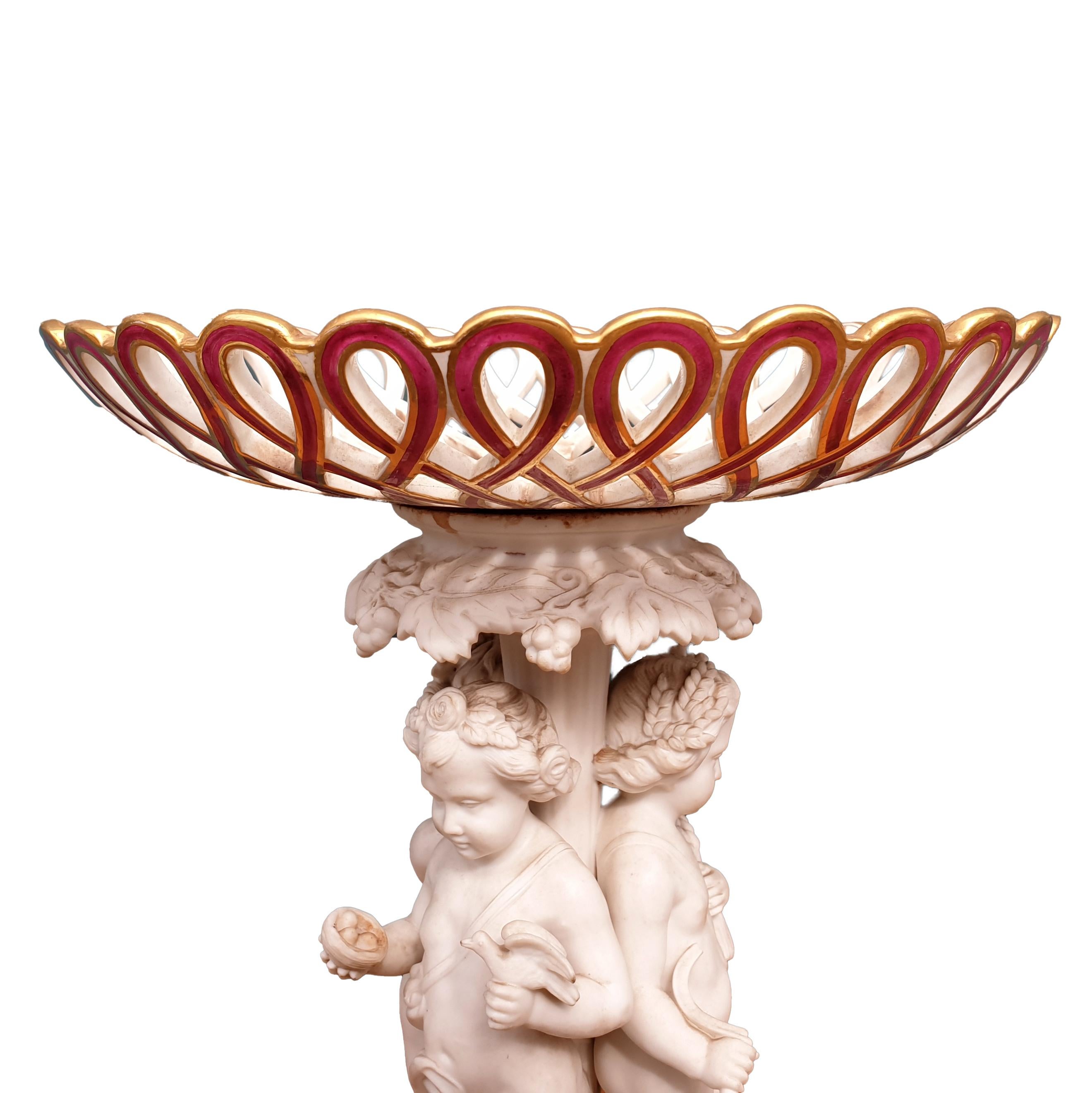 Hand-Crafted Minton Cherub Tazza Comport For Sale