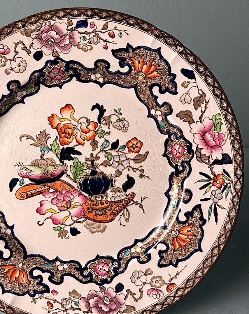 Minton Estilo Chinoiserie  Juego de 12 Platos de Transfer Inglés Pintados a Mano en venta 4
