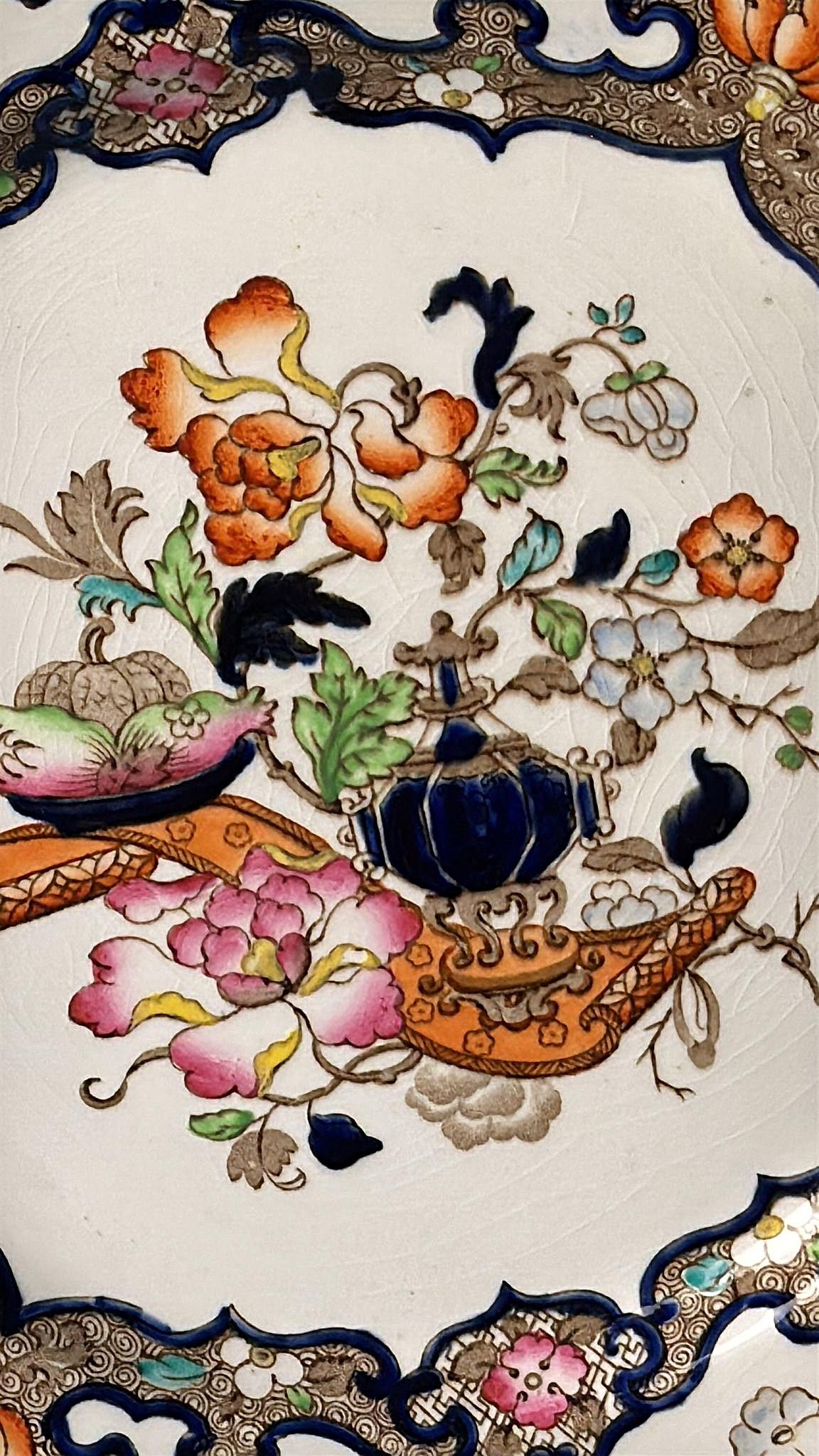 Minton Estilo Chinoiserie  Juego de 12 Platos de Transfer Inglés Pintados a Mano en venta 6