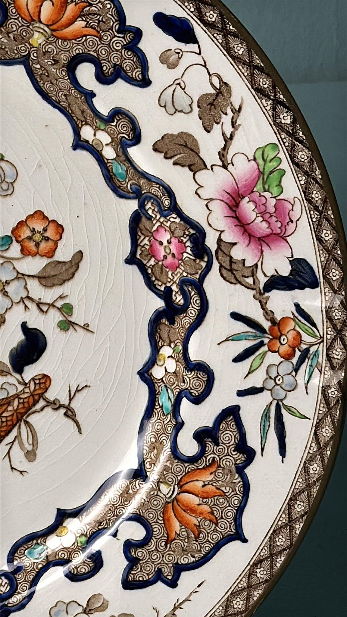 Minton Estilo Chinoiserie  Juego de 12 Platos de Transfer Inglés Pintados a Mano en venta 8