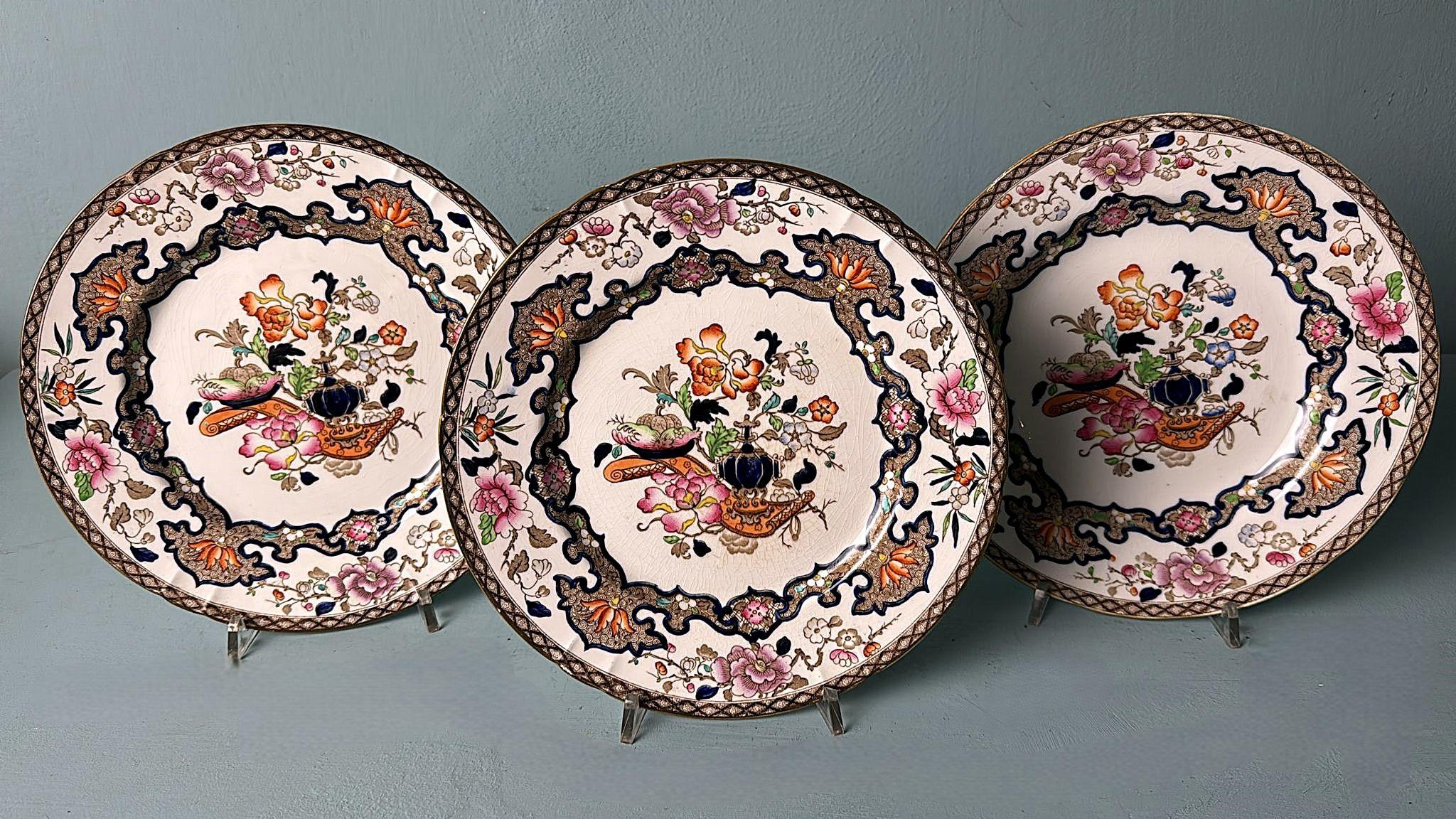 Minton Estilo Chinoiserie  Juego de 12 Platos de Transfer Inglés Pintados a Mano en Bueno estado para la venta en Prato, Tuscany
