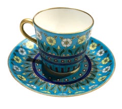 Minton Cloisonné Style Coffee Cup Attributed to Christopher Dresser