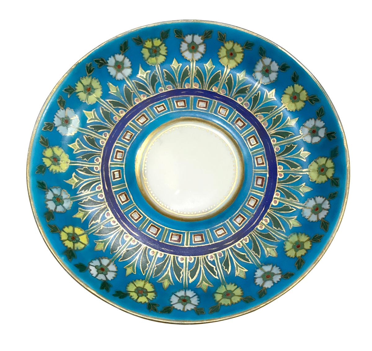 Gilt Minton Cloisonné Style Coffee Cup Attributed to Christopher Dresser