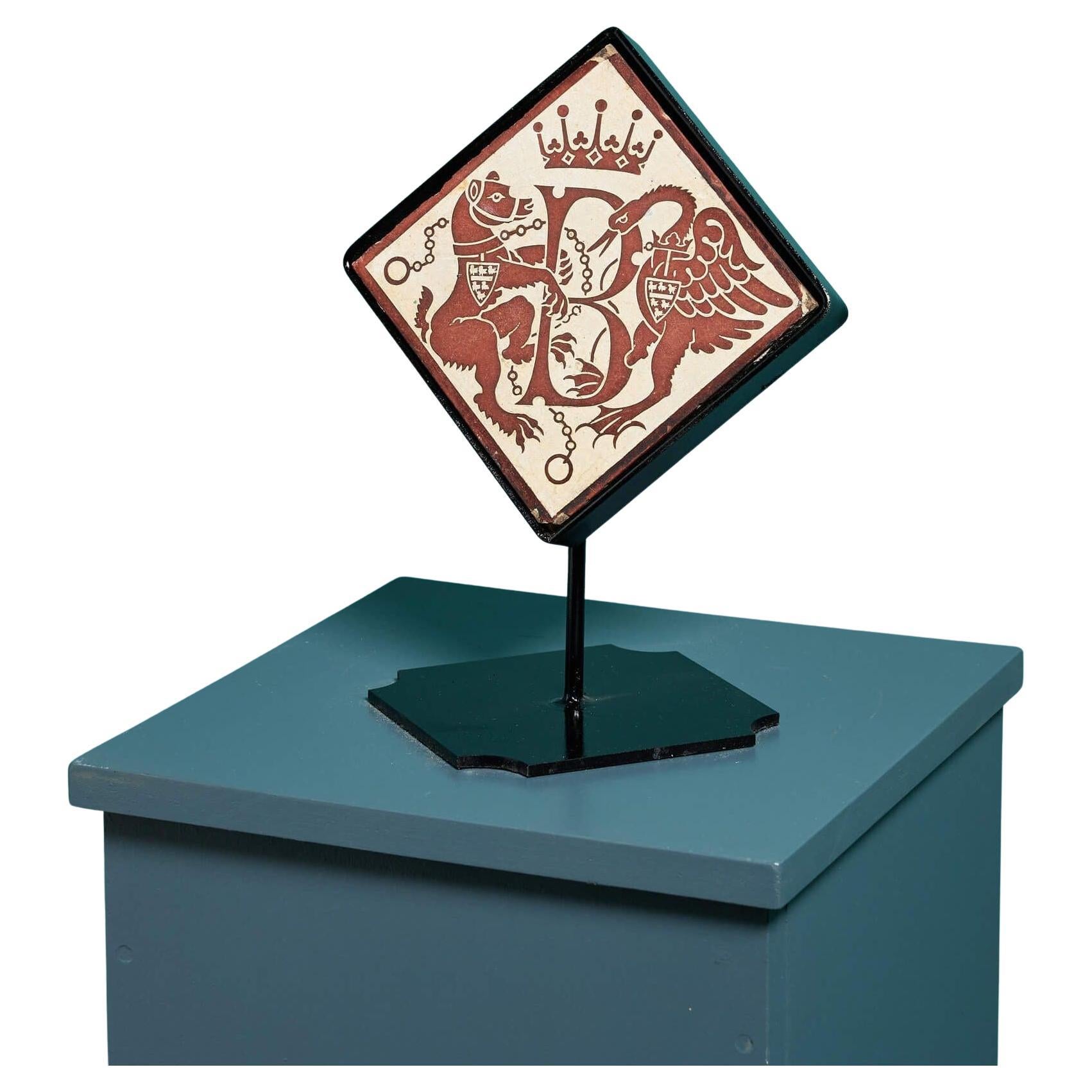 Minton & Co 6-inch Encaustic Heraldic Tile on Stand