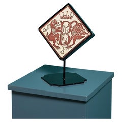 Minton & Co 6-inch Encaustic Heraldic Tile on Stand