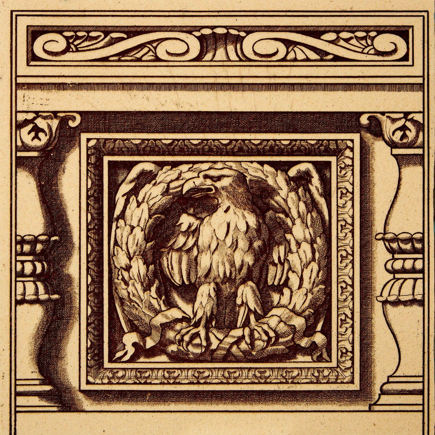 Neoclassico Piastrella Minton & Co da 8 pollici in stile neoclassico color seppia in vendita