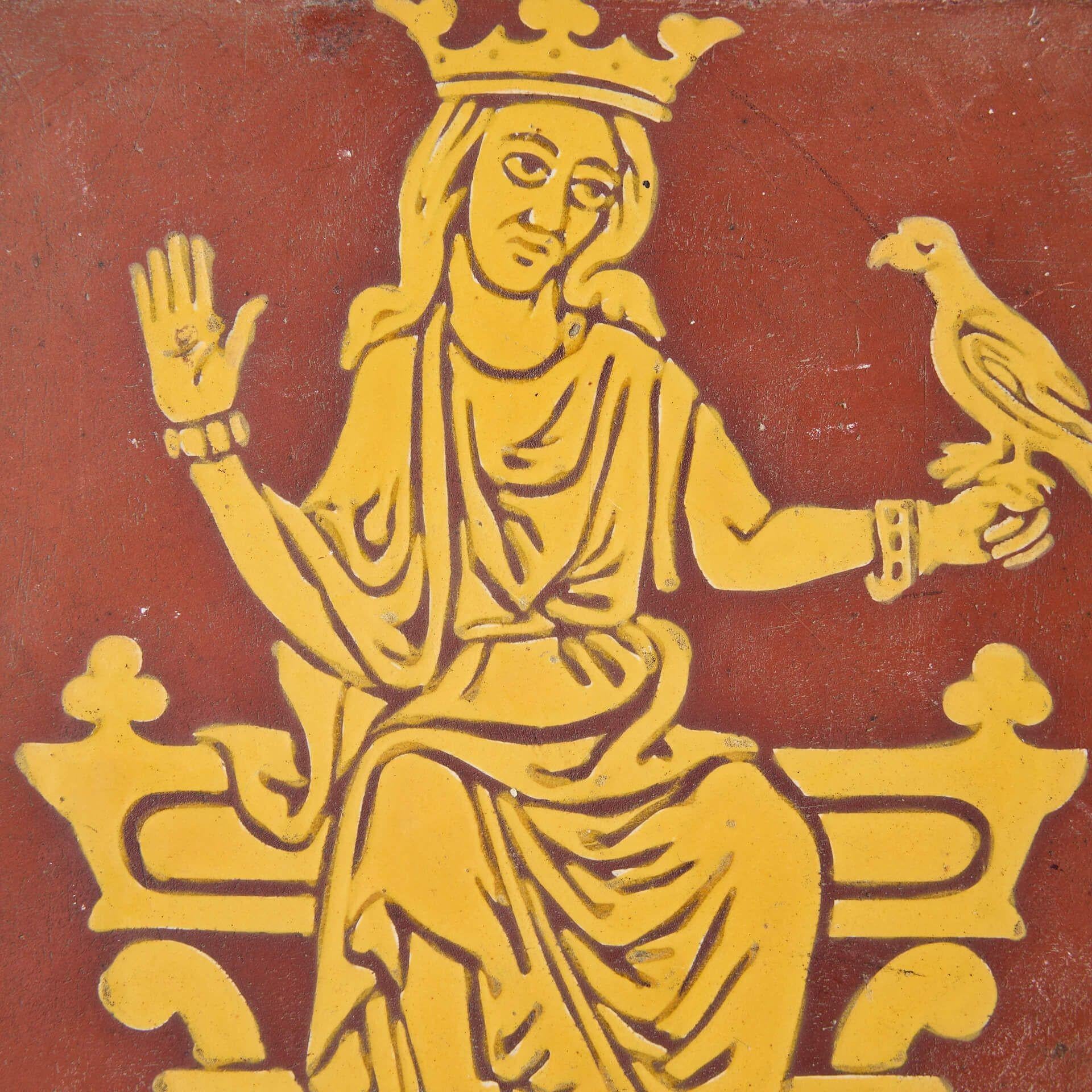 Minton & Co Encaustic Neo-Medieval English Tile Depicting a Queen In Fair Condition For Sale In Wormelow, Herefordshire