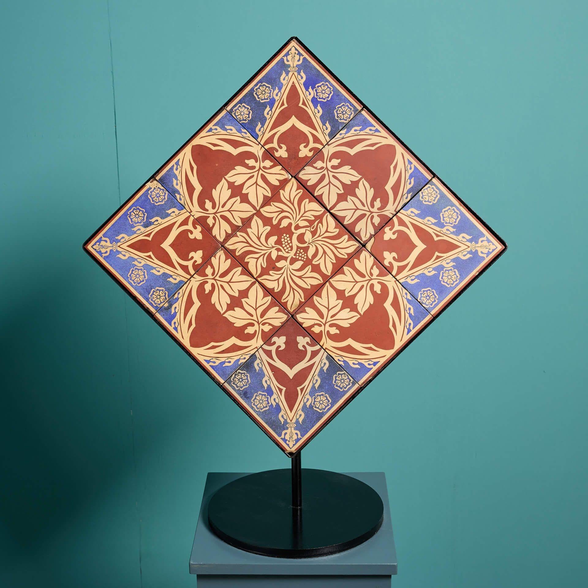 English Minton & Co Encaustic Tile Panel by A. W. N. Pugin For Sale