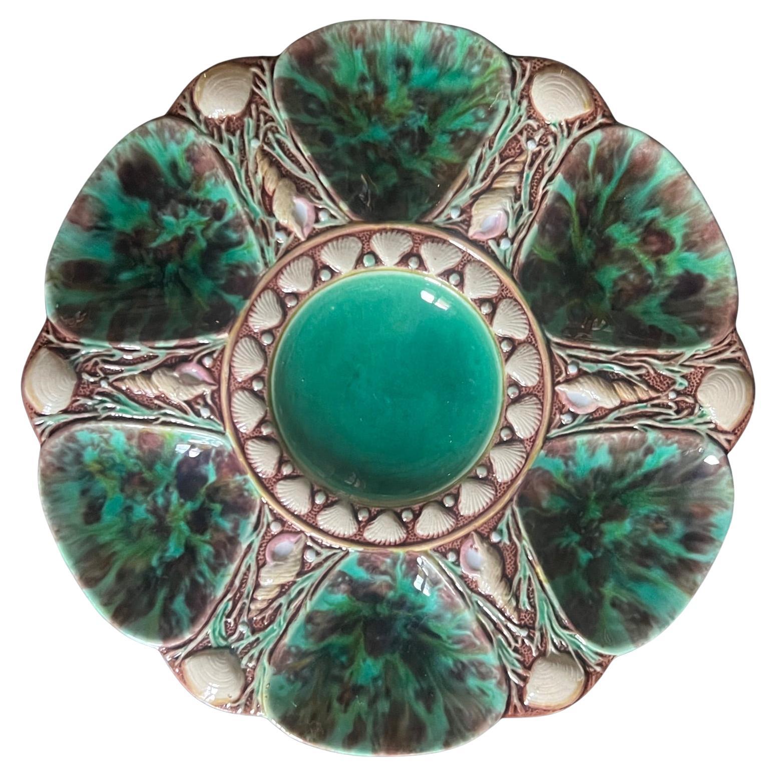 Minton Smaragdgrüner Austernteller, um 1873 im Angebot