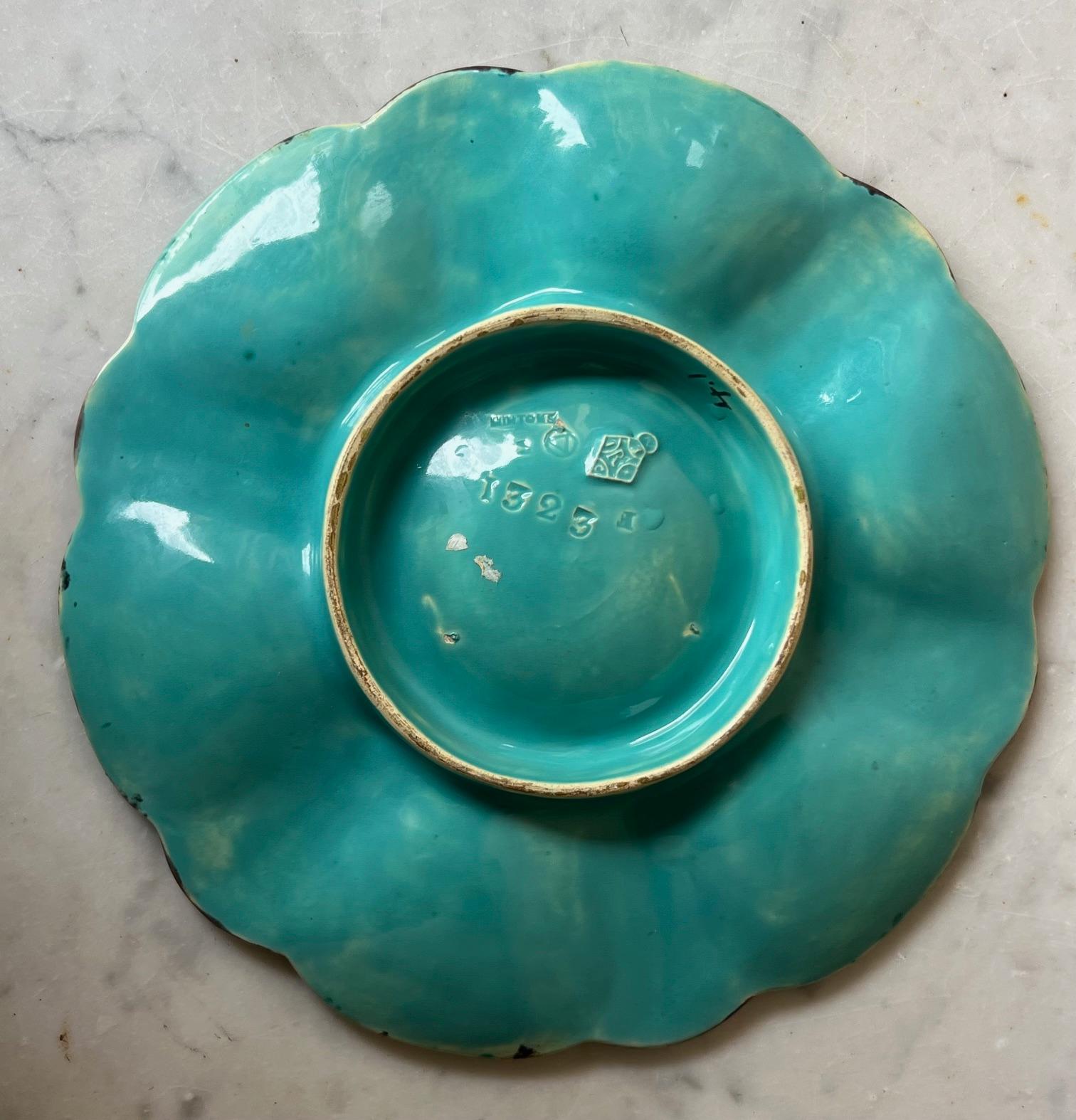 Minton Smaragdgrüner Austernteller, um 1876 im Angebot 4