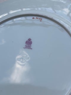 Minton England 12 dinner red and gold plates " Chicago" signed