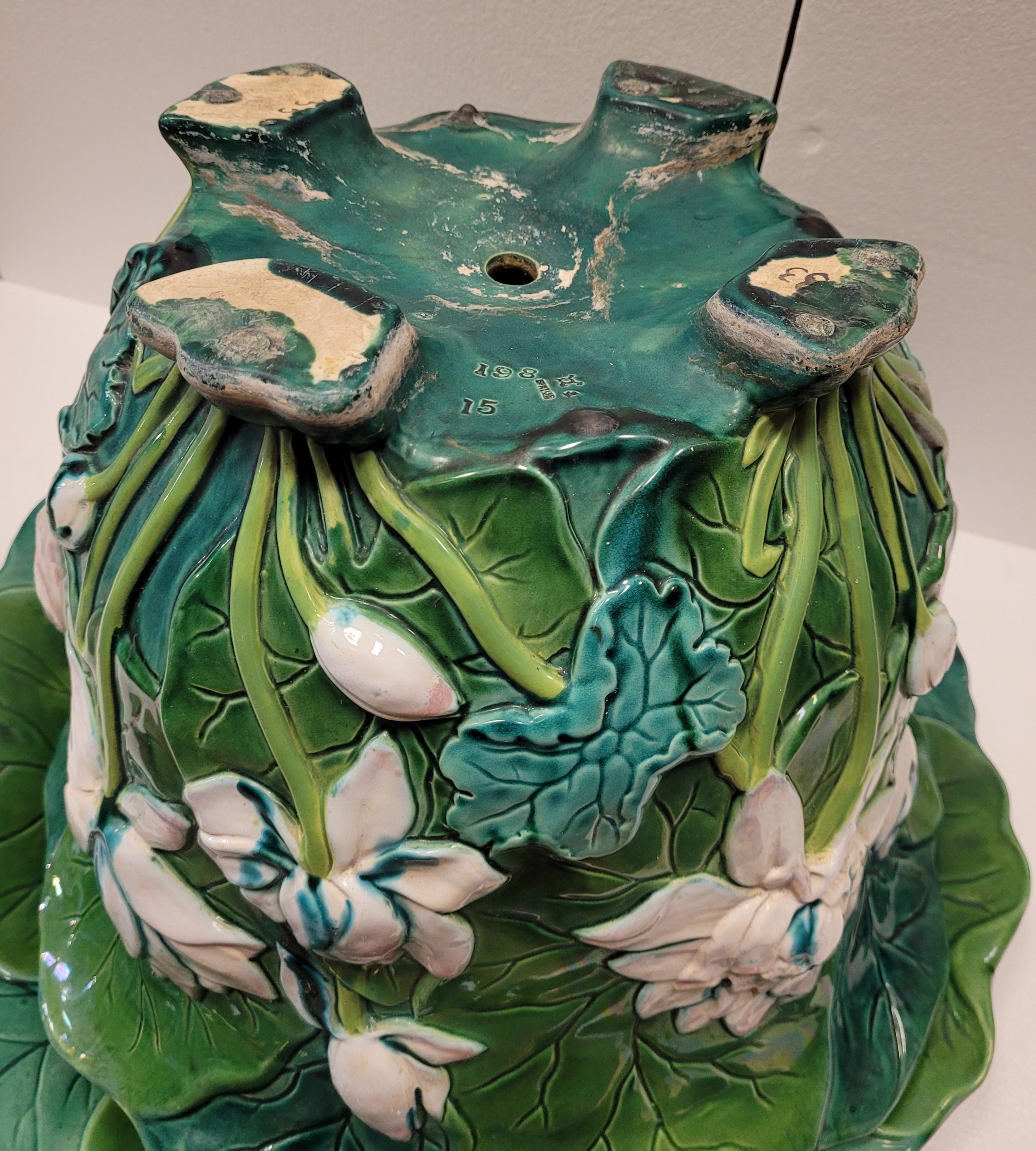 Minton England  Green WATERLILY Ceramic Planter , Art Nouveau  4