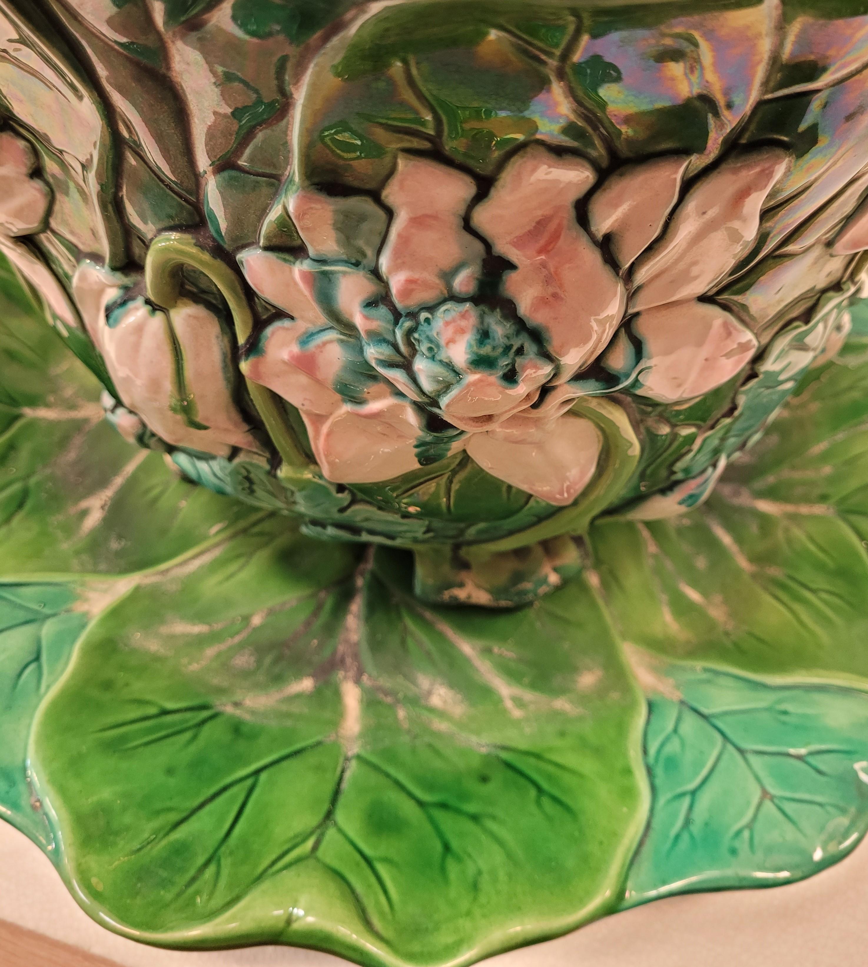 Minton England  Green WATERLILY Ceramic Planter , Art Nouveau  2