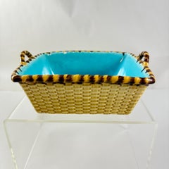 Minton English Majolica Yellow Trinket Basket Vide-Poche