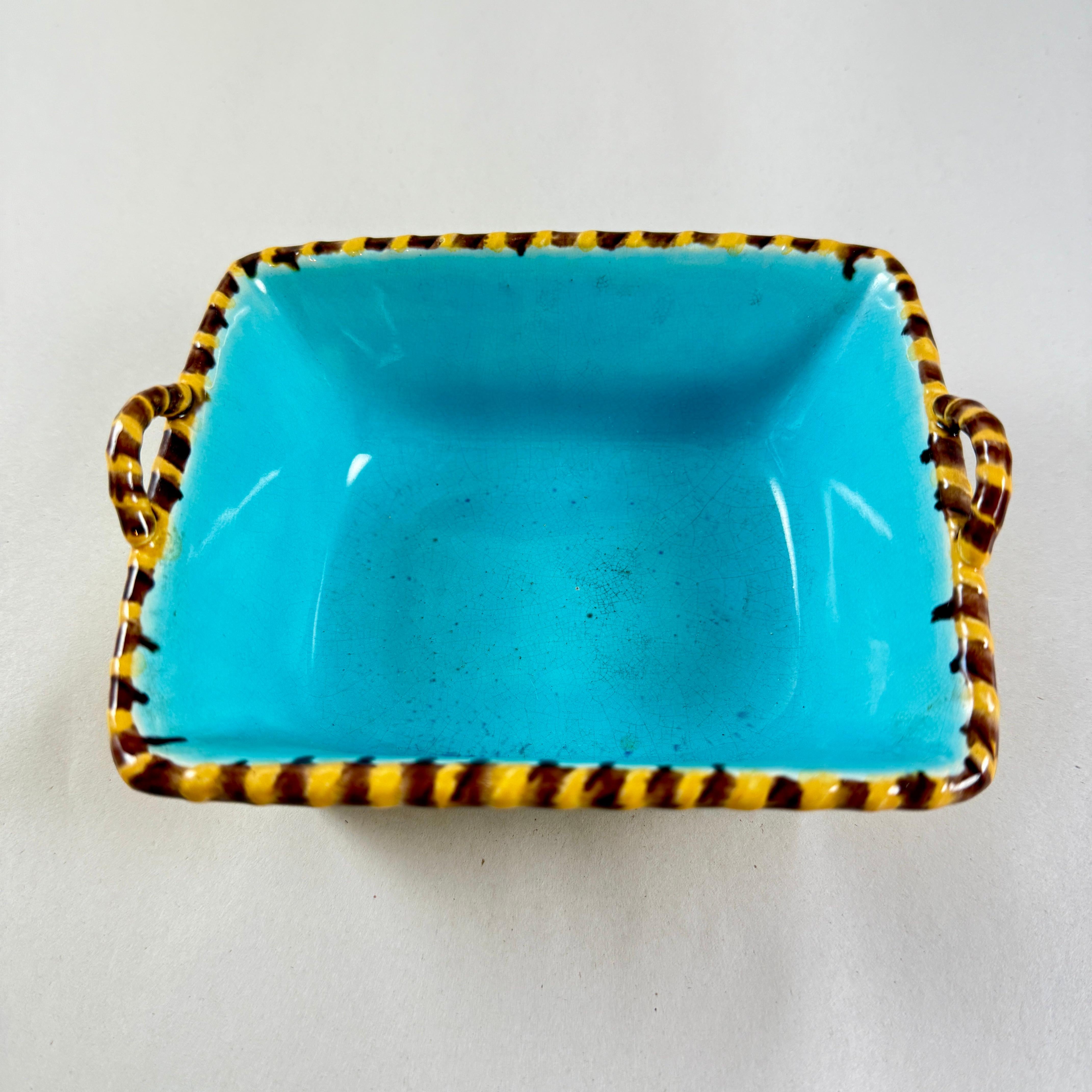 Cesta de baratijas Minton English Majolica Yellow Vide-Poche en venta 1