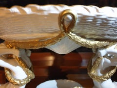 English Crème Large Minton Cherubs Gilt Roped & Ribbed Centre Piece 19th Century