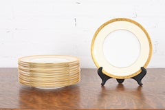 Minton for Tiffany & Co. Porcelain Dessert Plates with Gold Gilt Rims, Twelve