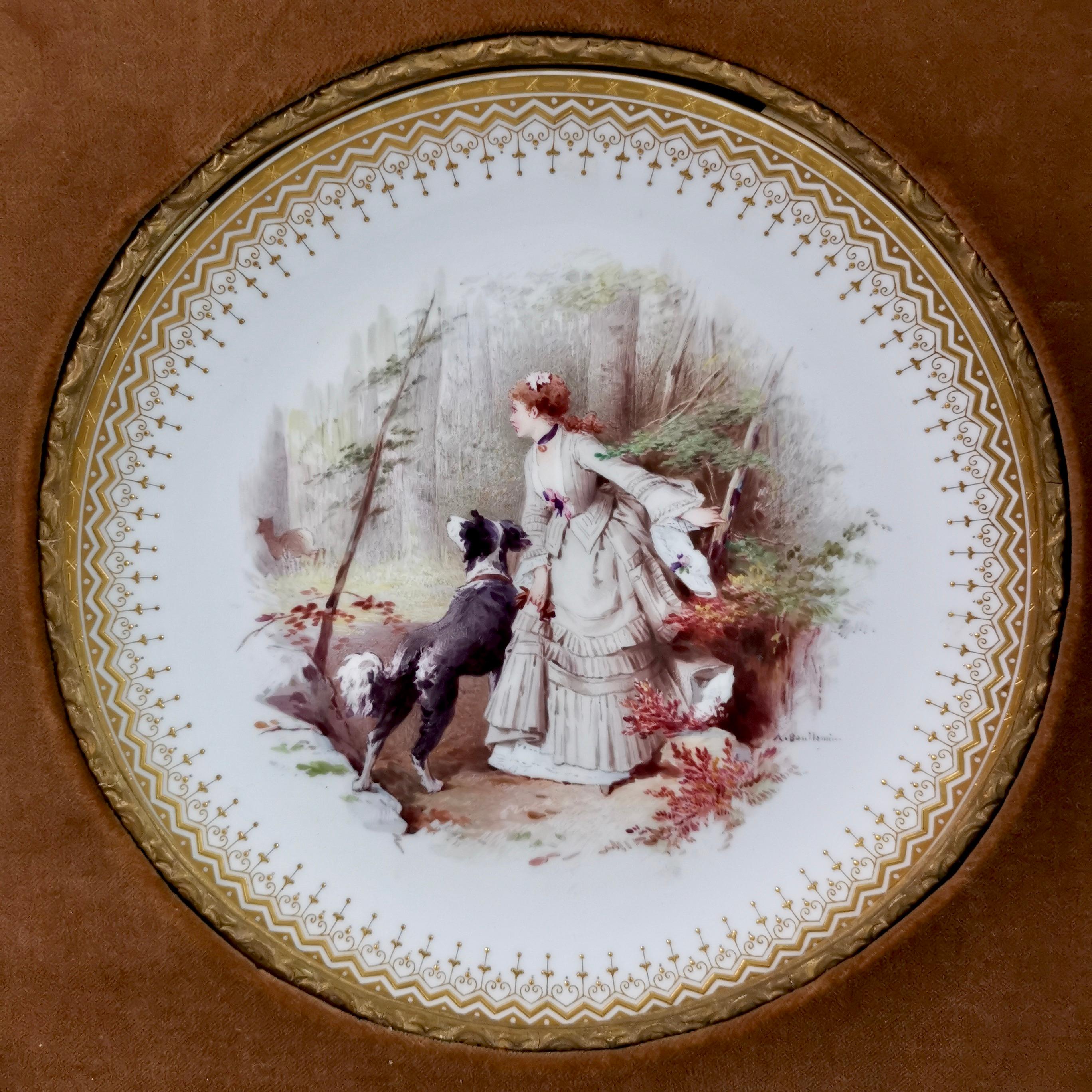 On offer is a stunning framed cabinet plate made by Minton in 1882. The plate is painted by the famous porcelain artist Antonin Boullemier and is framed in a gilt Italianate Rococo scroll frame.
 
Minton was one of the pioneers of English china