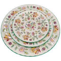 Retro Minton "Hadden Hall" Green Edge Bone China, Setting for Eight