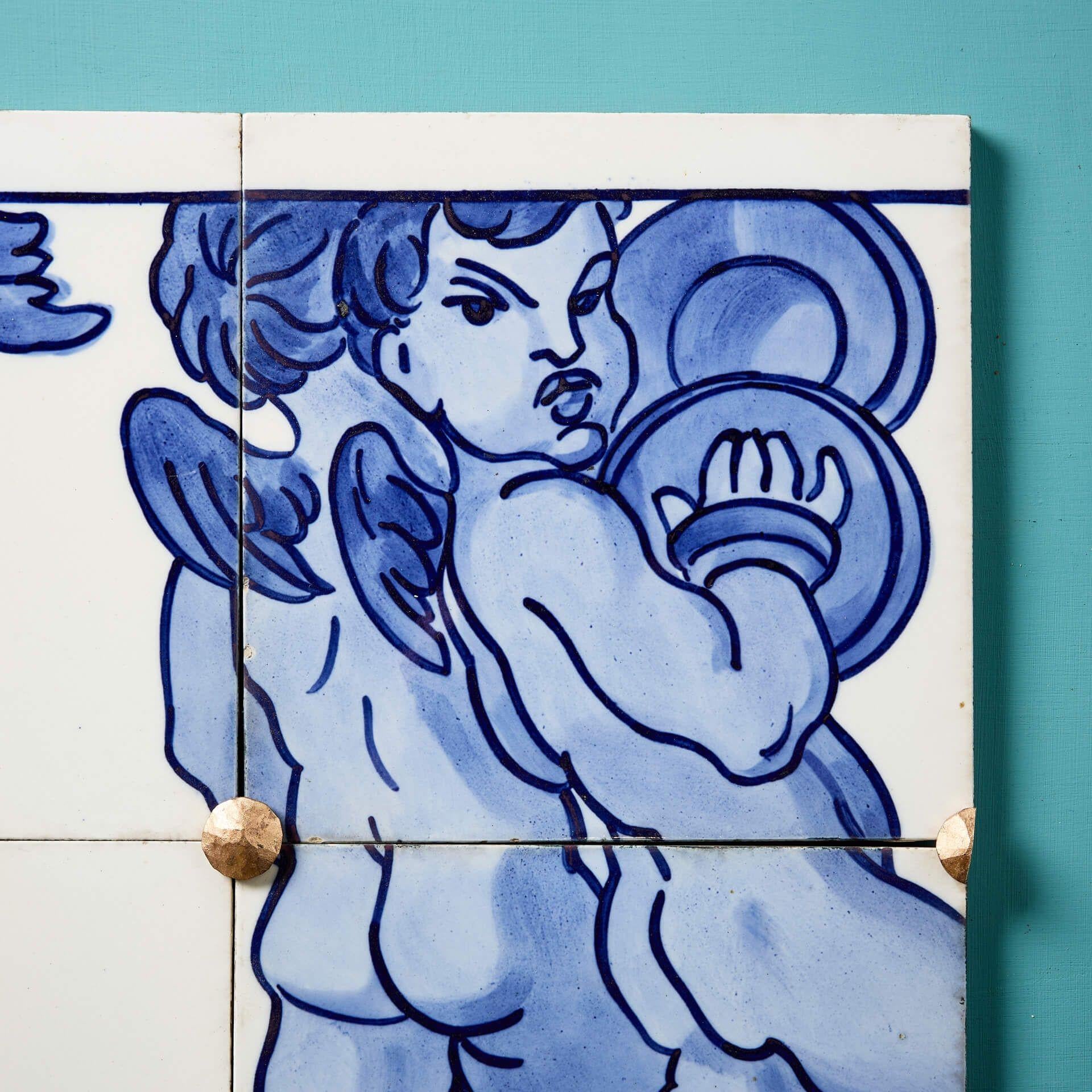 Dutch Minton Hollins Antique Neoclassical Style Tiled Frieze Panel For Sale