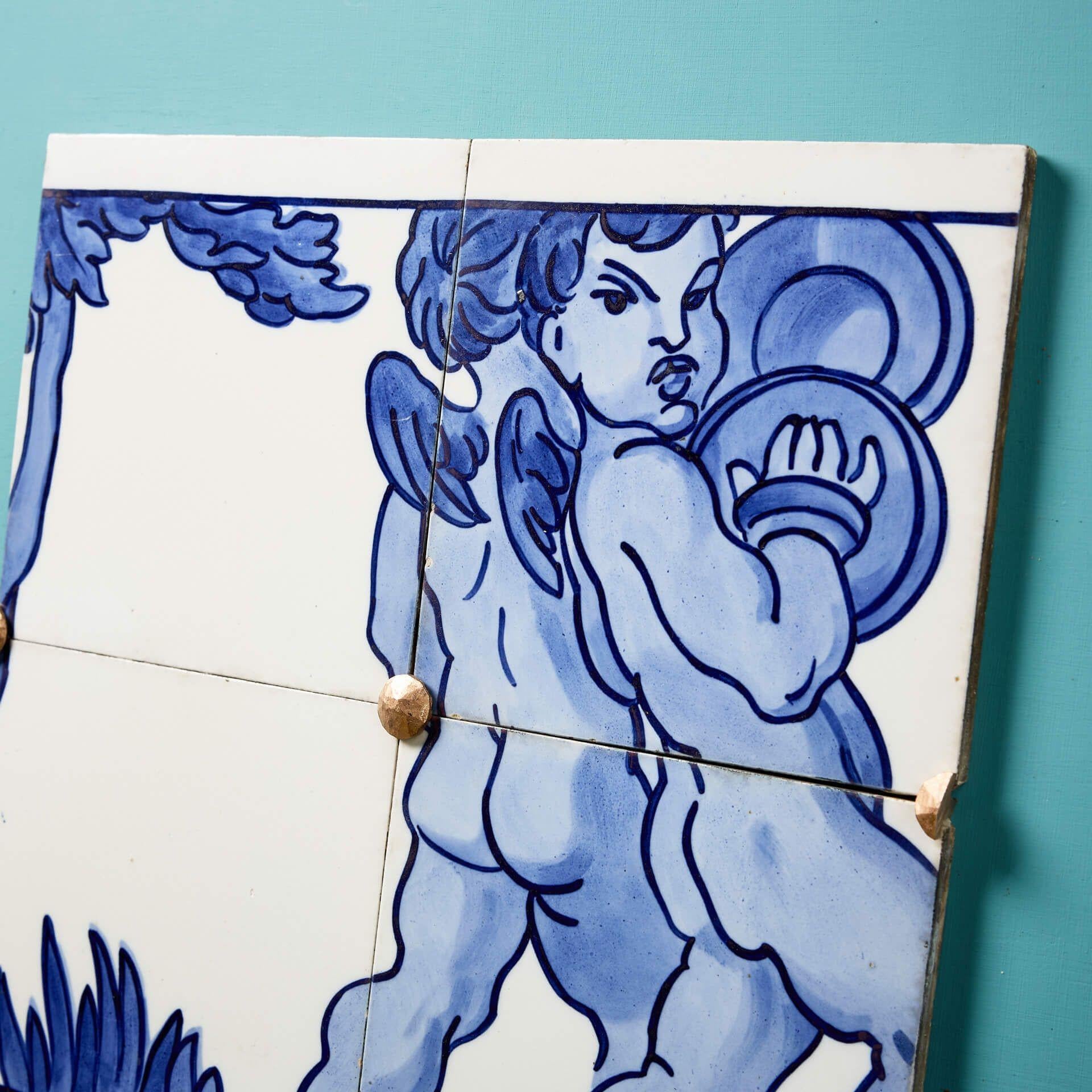 Glazed Minton Hollins Antique Neoclassical Style Tiled Frieze Panel For Sale